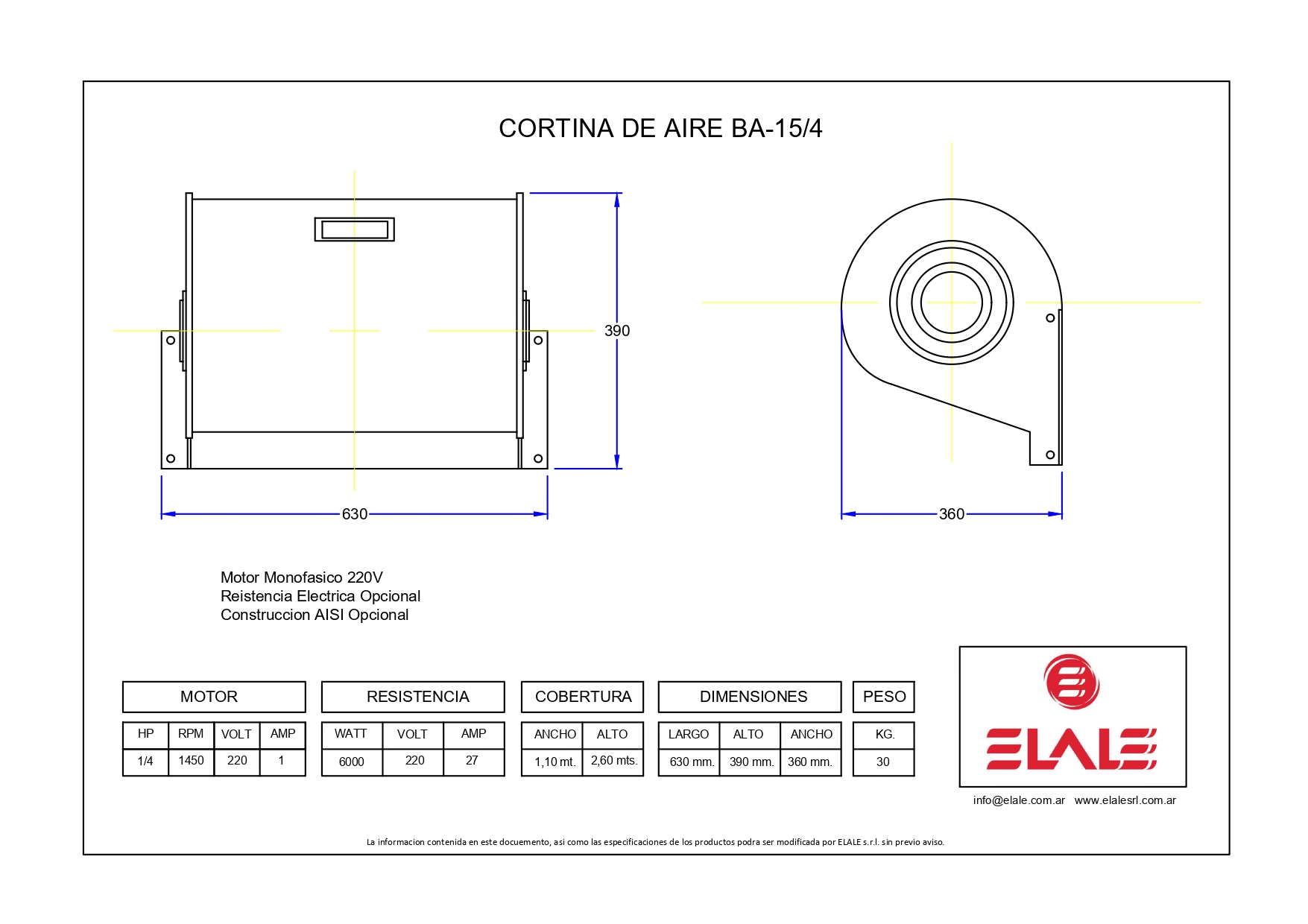 Cortina de Aire B-15-4-C220V