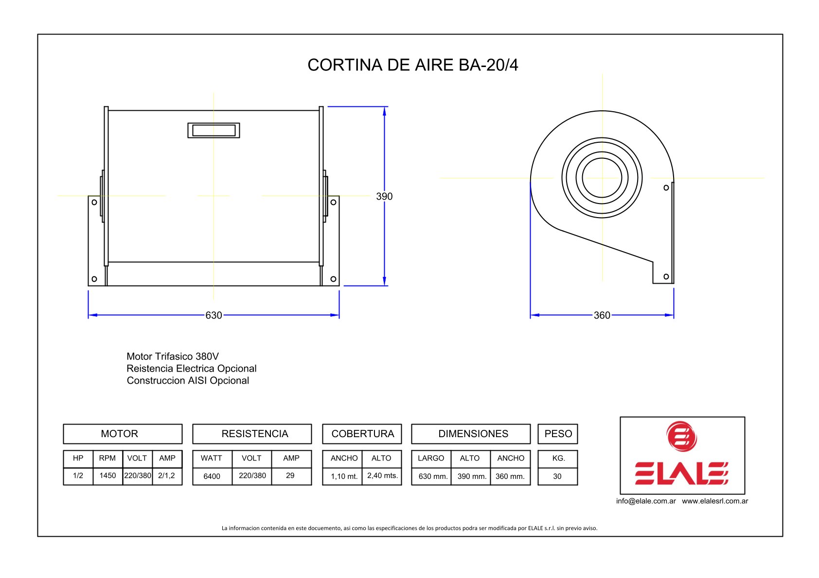 Cortina de Aire B-20-Model